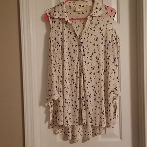 Cold shoulder button down shirt